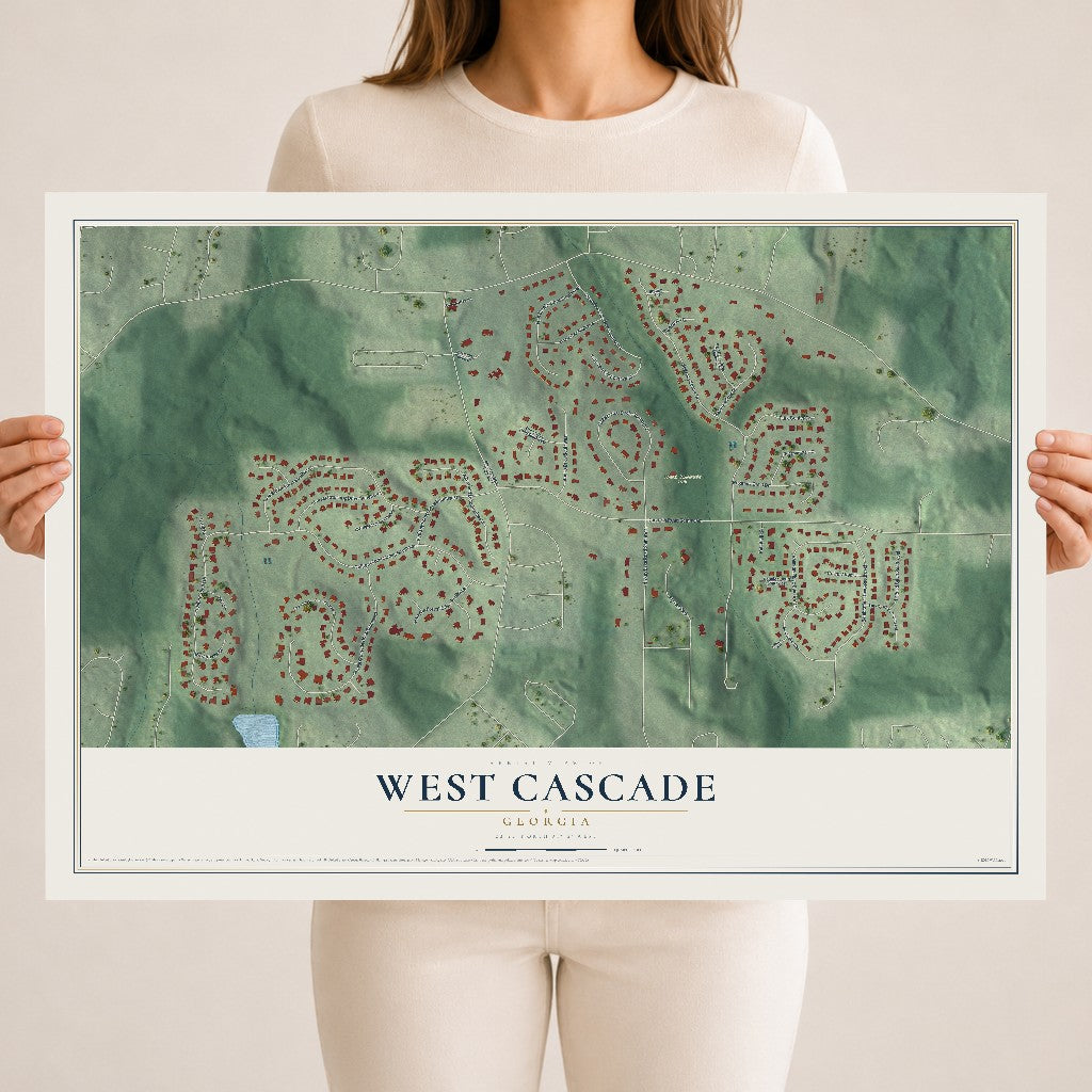 West Cascade, Georgia map print, 18" x 24" Archival Matte Print mockup
