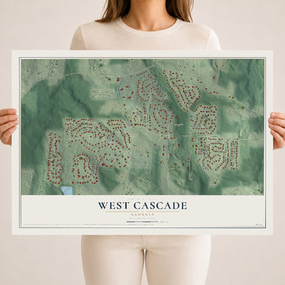 West Cascade, Georgia map print, 18" x 24" Archival Matte Print mockup