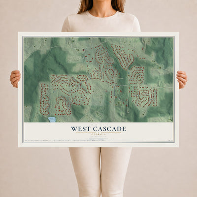 West Cascade, Georgia map print, 24" x 36" Archival Matte Print mockup