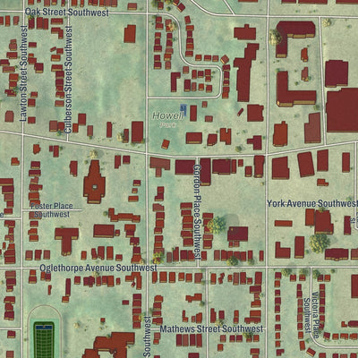 Close-up 1 of the West End, Georgia map artwork