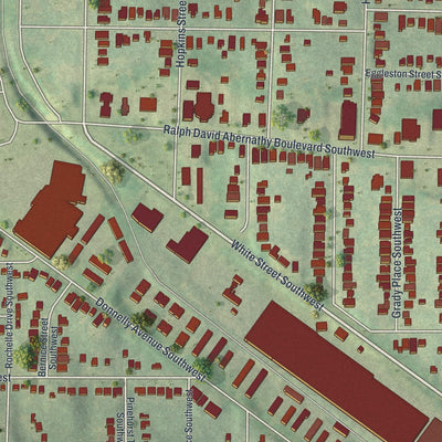 Close-up 2 of the West End, Georgia map artwork