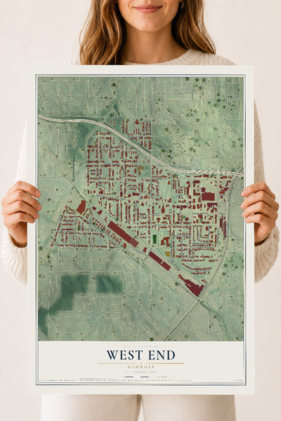 West End, Georgia map print, 18" x 24" Archival Matte Print mockup