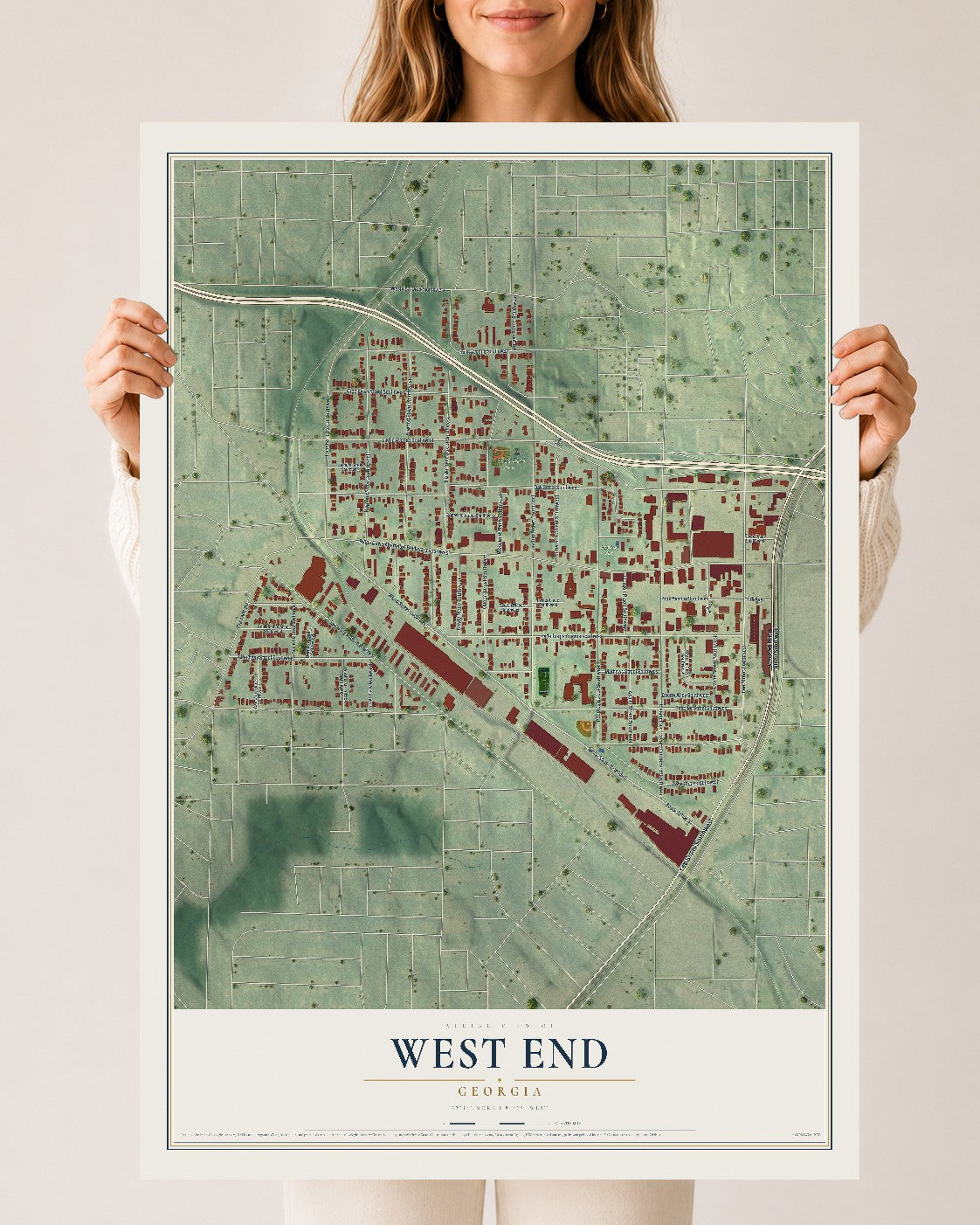 West End, Georgia map print, 24" x 36" Archival Matte Print mockup