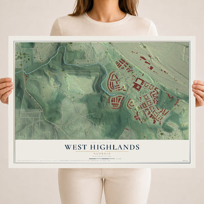 West Highlands, Georgia map print, 18" x 24" Archival Matte Print mockup