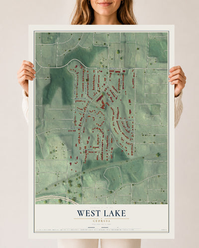 West Lake, Georgia map print, 24" x 36" Archival Matte Print mockup