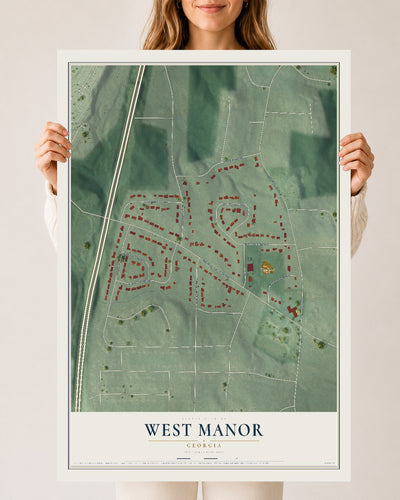 West Manor, Georgia map print, 24" x 36" Archival Matte Print mockup