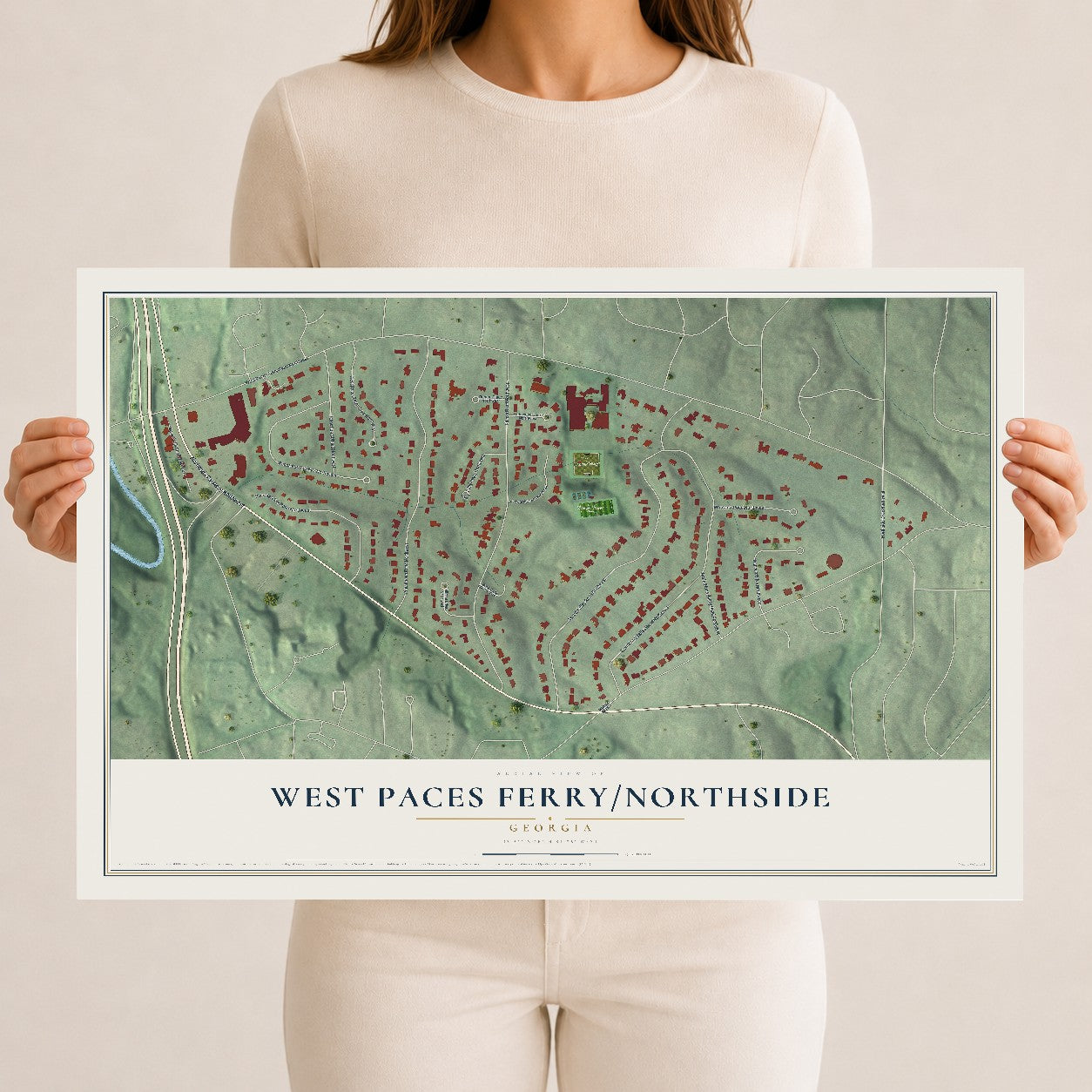 West Paces Ferry-Northside, Georgia map print, 12" x 18" Archival Matte Print mockup
