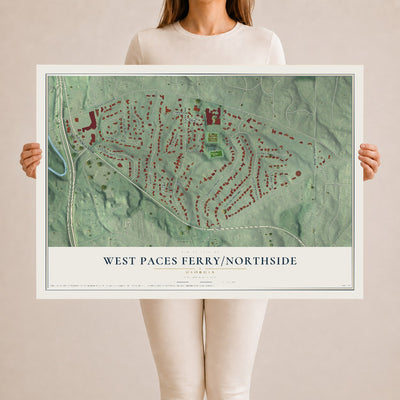 West Paces Ferry-Northside, Georgia map print, 24" x 36" Archival Matte Print mockup