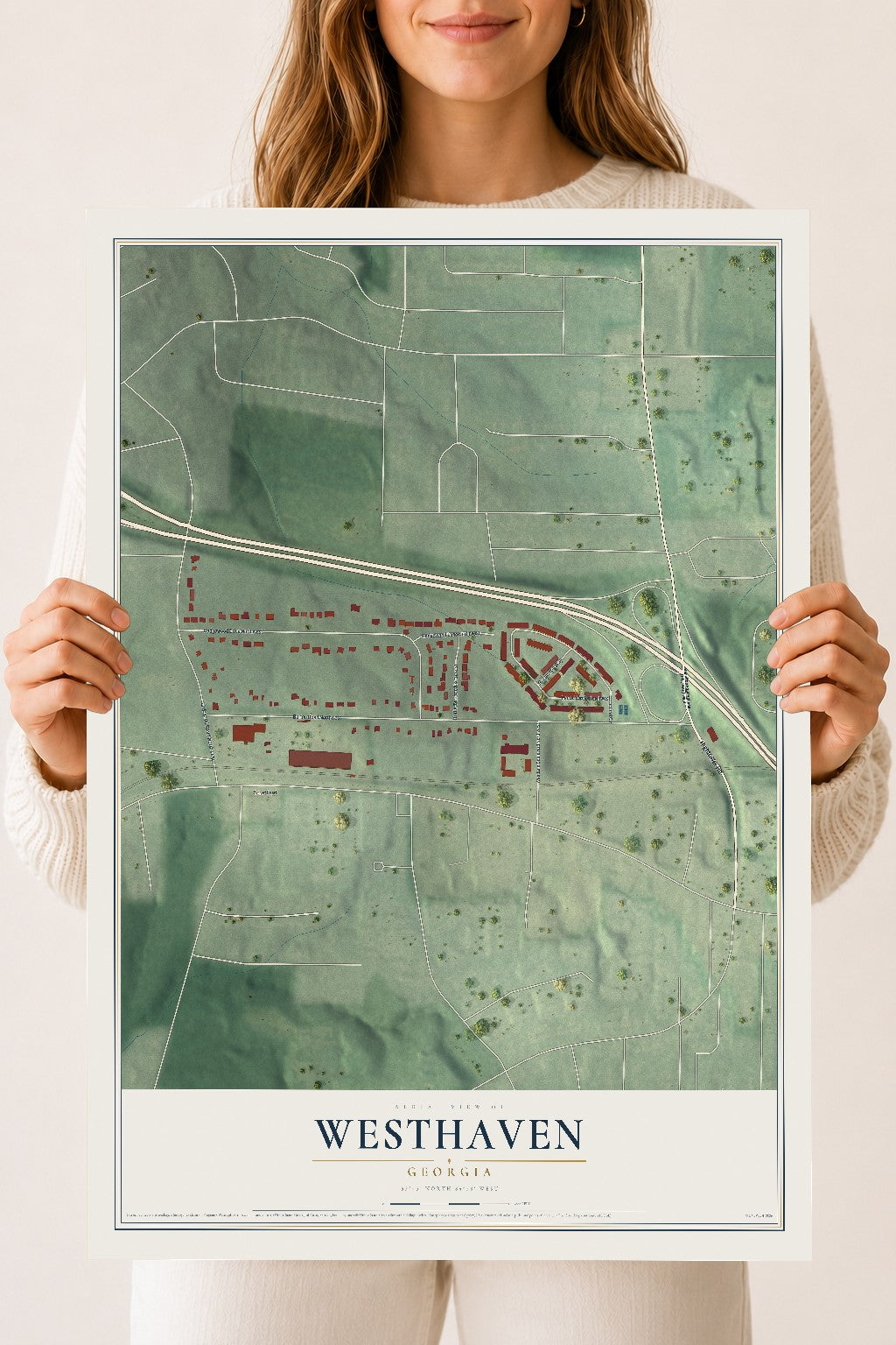 Westhaven, Georgia map print, 18" x 24" Archival Matte Print mockup