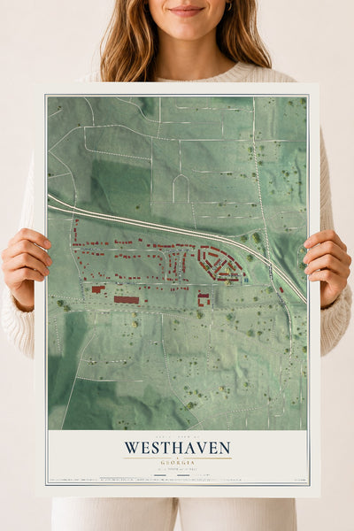 Westhaven, Georgia map print, 18" x 24" Archival Matte Print mockup