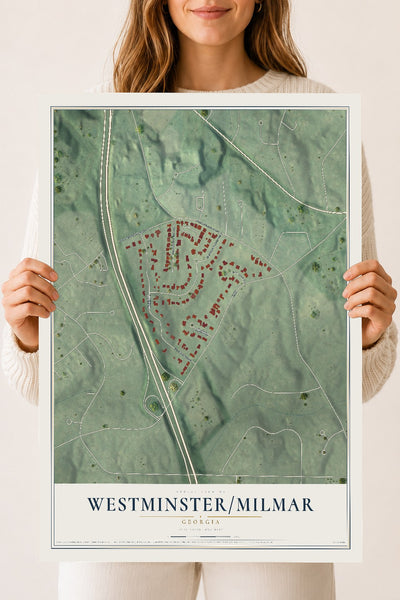 Westminster-Milmar, Georgia map print, 18" x 24" Archival Matte Print mockup