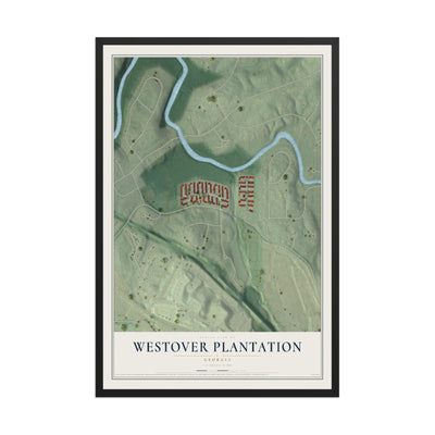 Westover Plantation, Georgia map print, 12" x 18" W/ Black Ayous Wood Frame mockup