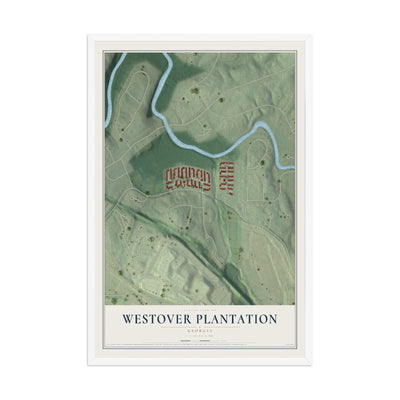Westover Plantation, Georgia map print, 12" x 18" W/ White Ayous Wood Frame mockup