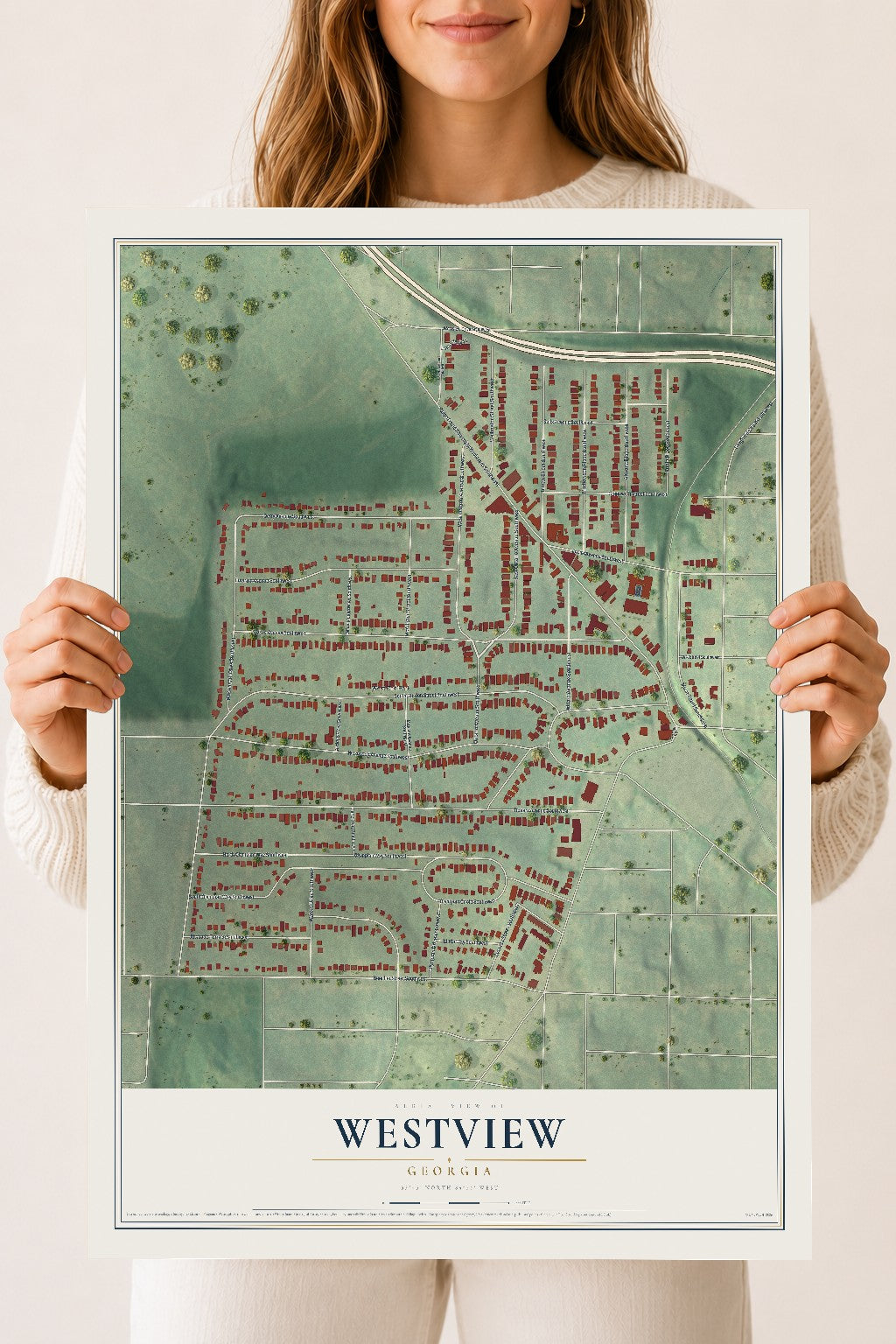 Westview, Georgia map print, 18" x 24" Archival Matte Print mockup
