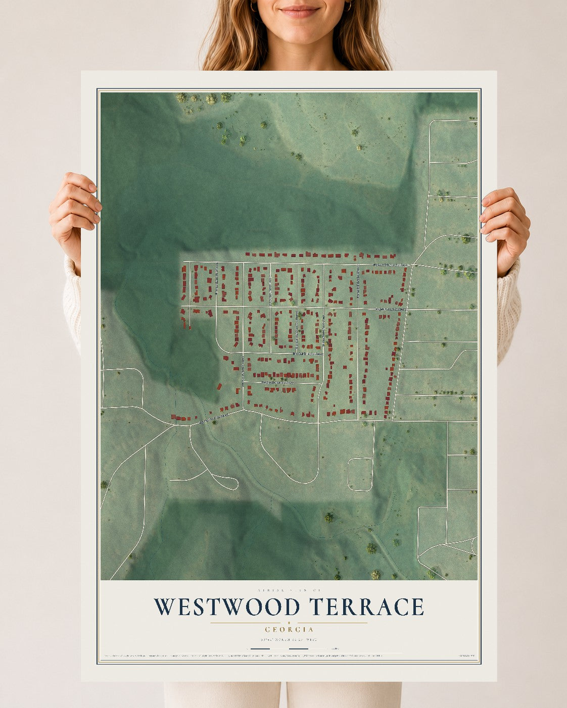 Westwood Terrace, Georgia map print, 24" x 36" Archival Matte Print mockup