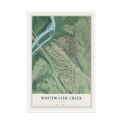Whitewater Creek, Georgia map print, 12" x 18" W/ White Ayous Wood Frame mockup