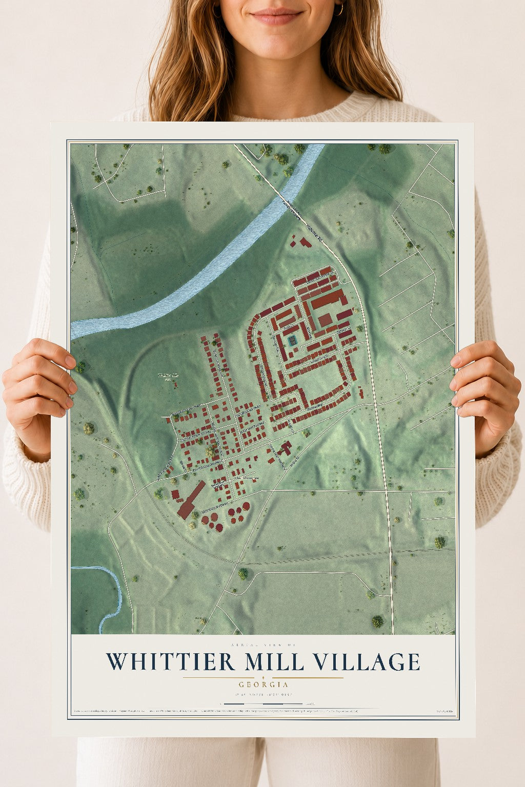 Whittier Mill Village, Georgia map print, 18" x 24" Archival Matte Print mockup
