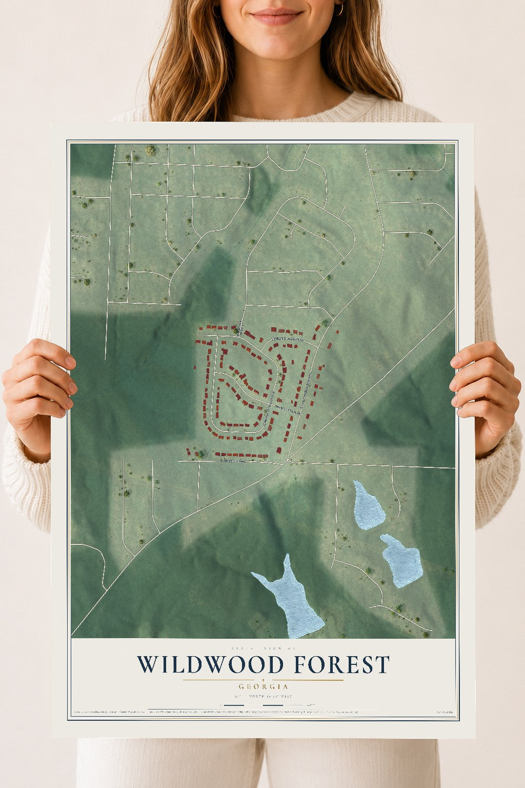 Wildwood Forest, Georgia map print, 18" x 24" Archival Matte Print mockup