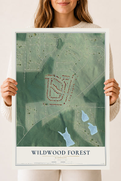 Wildwood Forest, Georgia map print, 18" x 24" Archival Matte Print mockup