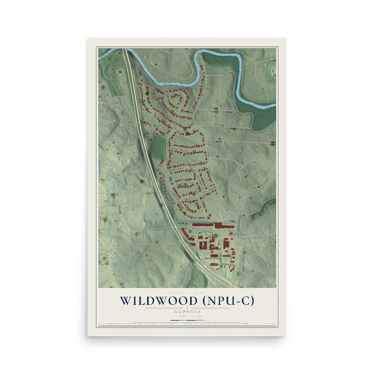 Wildwood (NPU-C), Georgia map print, 12" x 18" Archival Matte Print mockup