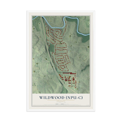 Wildwood (NPU-C), Georgia map print, 12" x 18" W/ White Ayous Wood Frame mockup