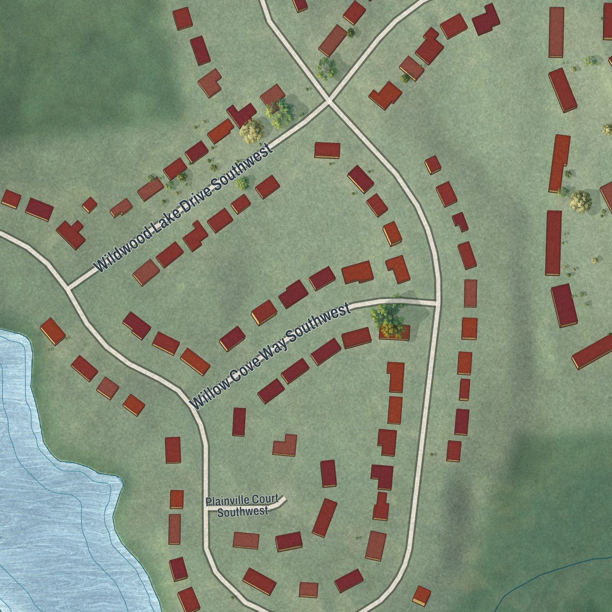 Close-up 1 of the Wildwood (NPU-H), Georgia map artwork