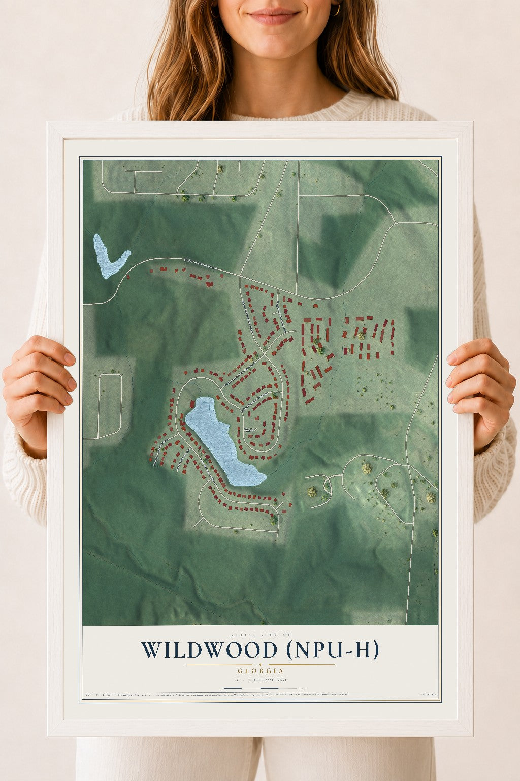 Wildwood (NPU-H), Georgia map print, 18" x 24" W/ White Ayous Wood Frame mockup