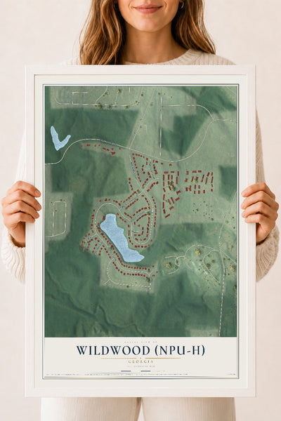 Wildwood (NPU-H), Georgia map print, 18" x 24" W/ White Ayous Wood Frame mockup