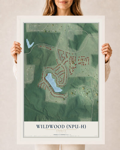 Wildwood (NPU-H), Georgia map print, 24" x 36" W/ White Ayous Wood Frame mockup