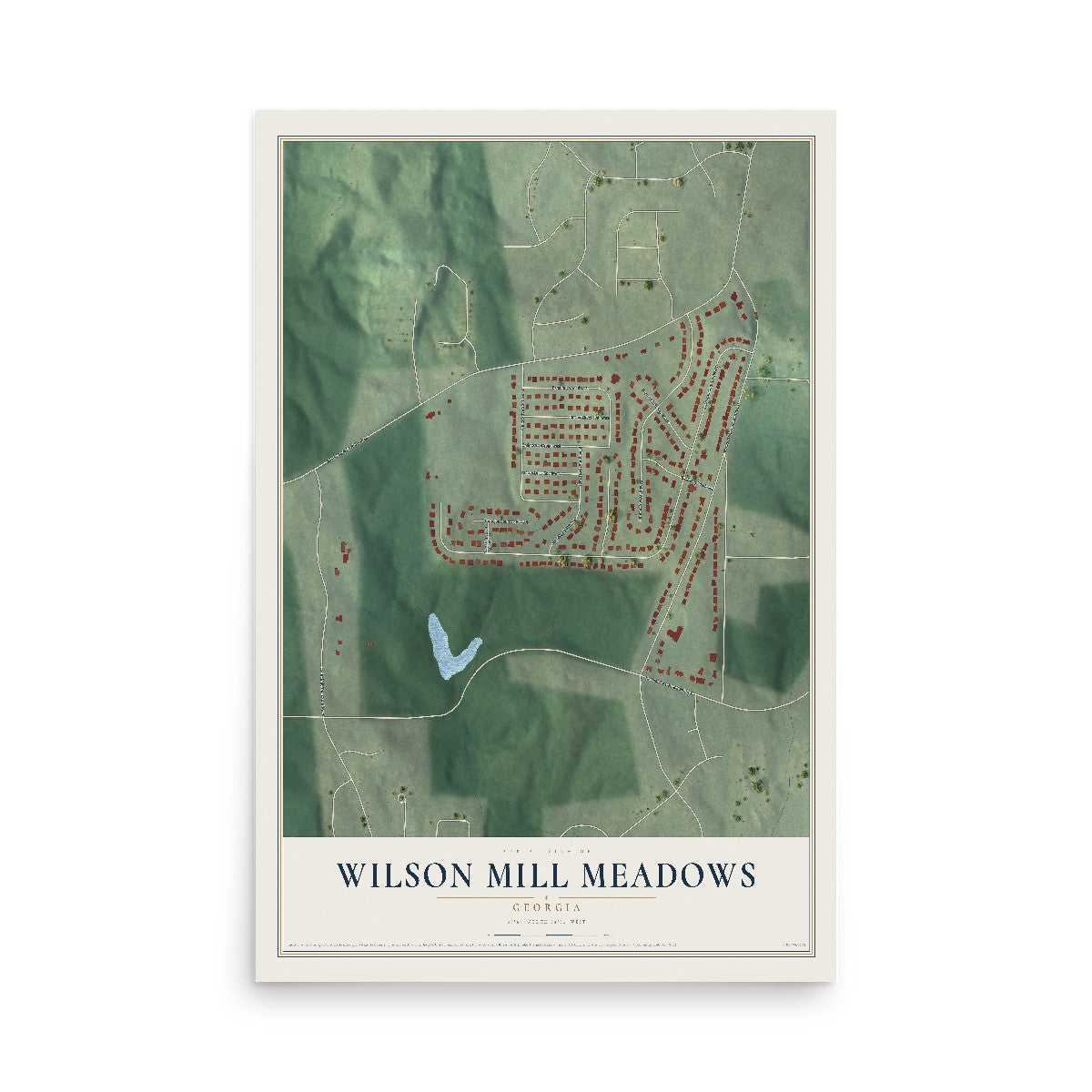 Wilson Mill Meadows, Georgia map print, 12" x 18" Archival Matte Print mockup