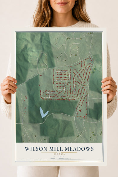 Wilson Mill Meadows, Georgia map print, 18" x 24" Archival Matte Print mockup