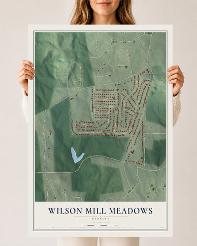 Wilson Mill Meadows, Georgia map print, 24" x 36" Archival Matte Print mockup