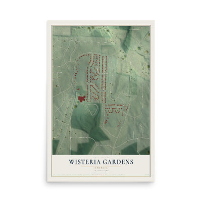 Wisteria Gardens, Georgia map print, 12" x 18" Archival Matte Print mockup