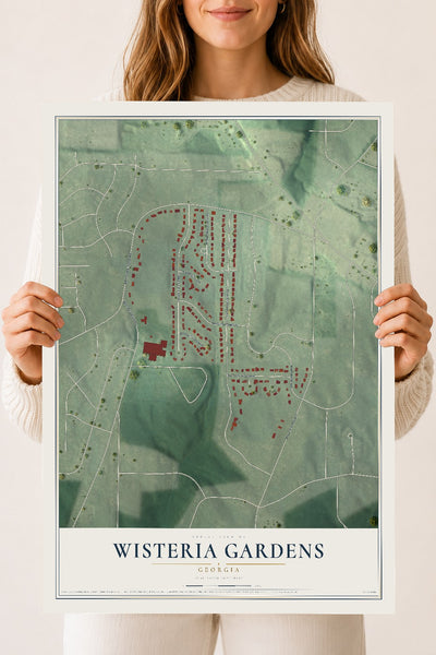 Wisteria Gardens, Georgia map print, 18" x 24" Archival Matte Print mockup