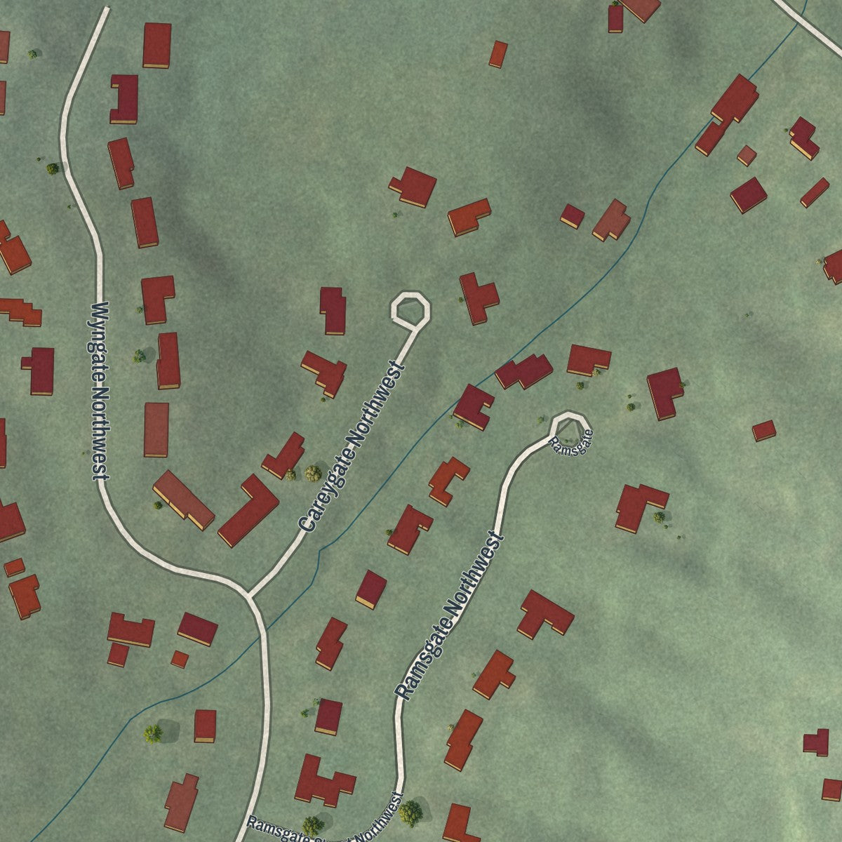 Close-up 2 of the Wyngate, Georgia map artwork