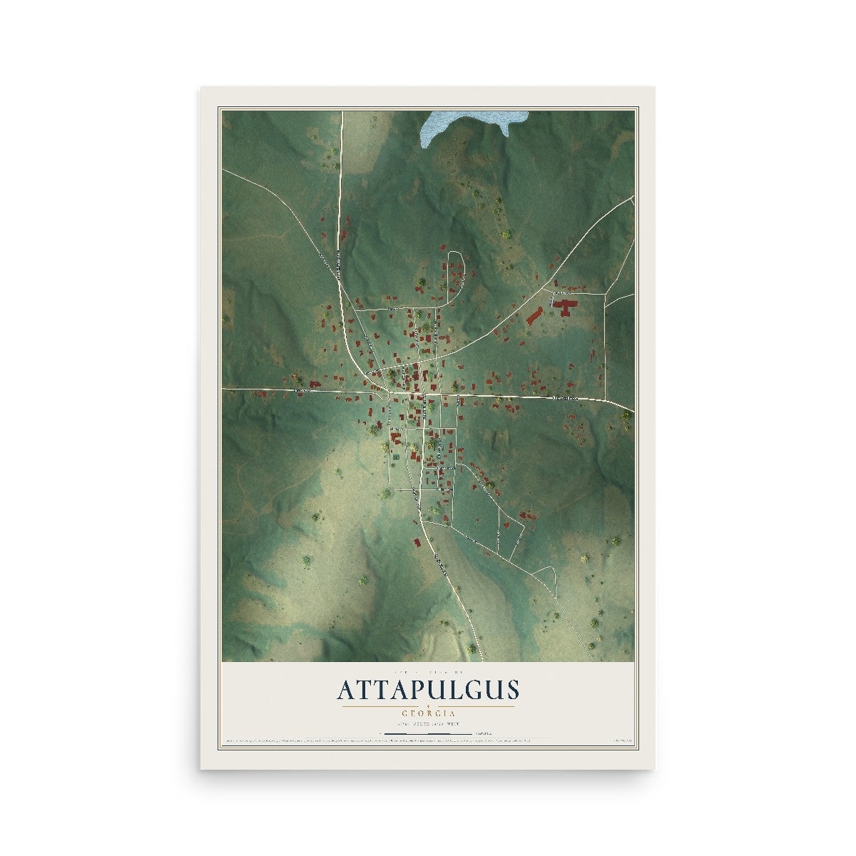 Attapulgus, Georgia map print, 12" x 18" Archival Matte Print mockup