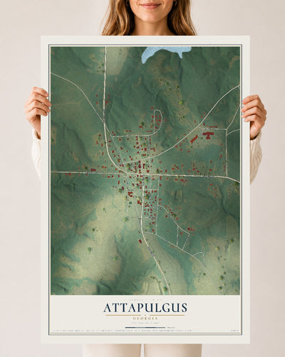 Attapulgus, Georgia map print, 24" x 36" Archival Matte Print mockup