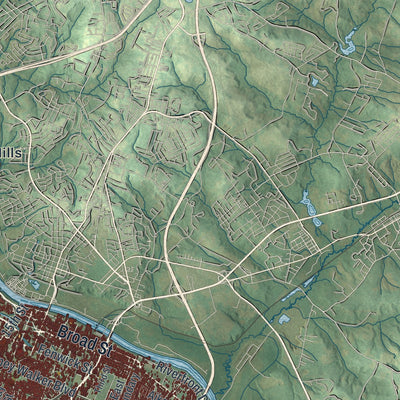 Close-up 2 of the Augusta, Georgia map artwork