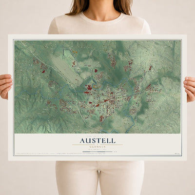 Austell, Georgia map print, 18" x 24" Archival Matte Print mockup