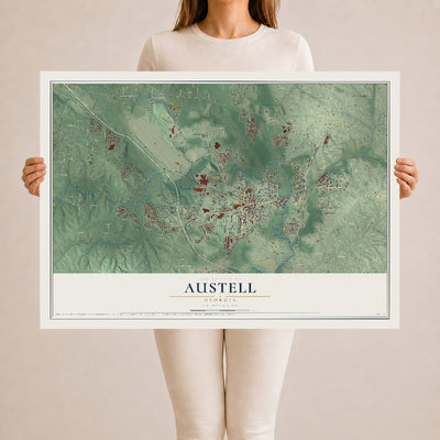 Austell, Georgia map print, 24" x 36" Archival Matte Print mockup