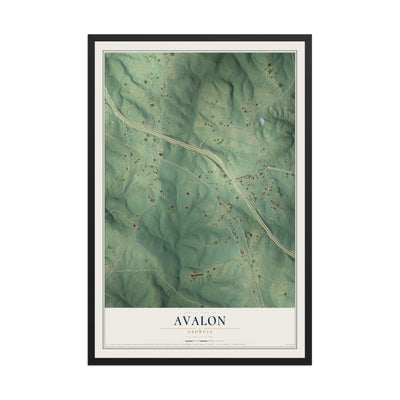Avalon, Georgia map print, 12" x 18" W/ Black Ayous Wood Frame mockup