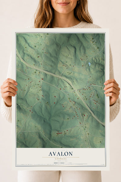 Avalon, Georgia map print, 18" x 24" Archival Matte Print mockup