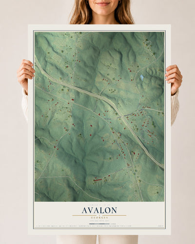 Avalon, Georgia map print, 24" x 36" Archival Matte Print mockup
