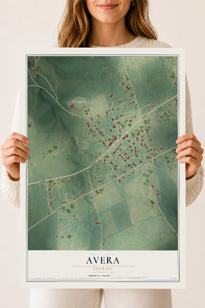 Avera, Georgia map print, 18" x 24" Archival Matte Print mockup