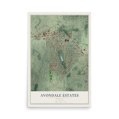 Avondale Estates, Georgia map print, 12" x 18" Archival Matte Print mockup