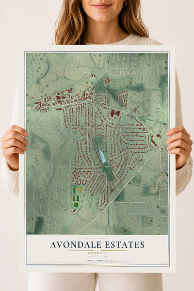 Avondale Estates, Georgia map print, 18" x 24" Archival Matte Print mockup