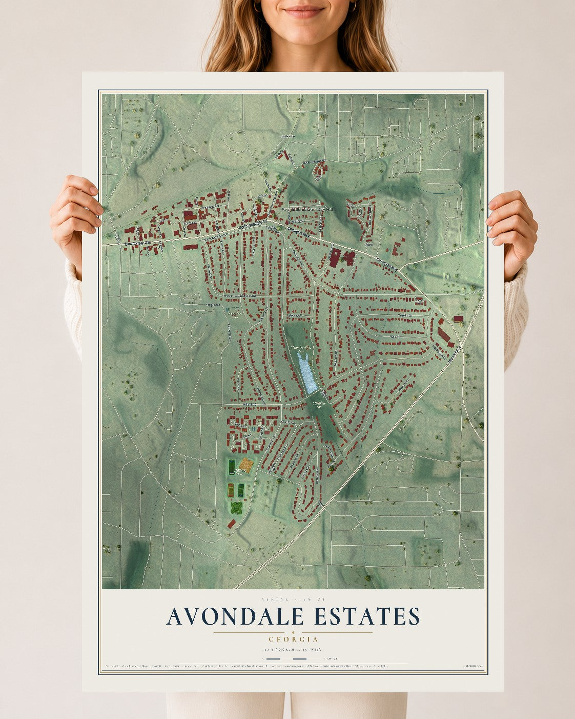 Avondale Estates, Georgia map print, 24" x 36" Archival Matte Print mockup