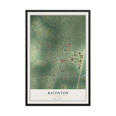 Baconton, Georgia map print, 12" x 18" W/ Black Ayous Wood Frame mockup