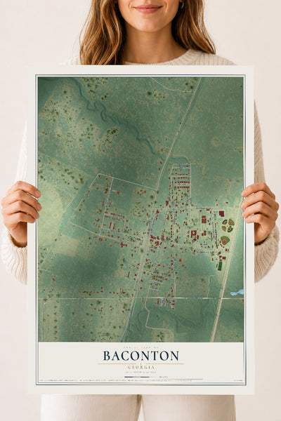 Baconton, Georgia map print, 18" x 24" Archival Matte Print mockup