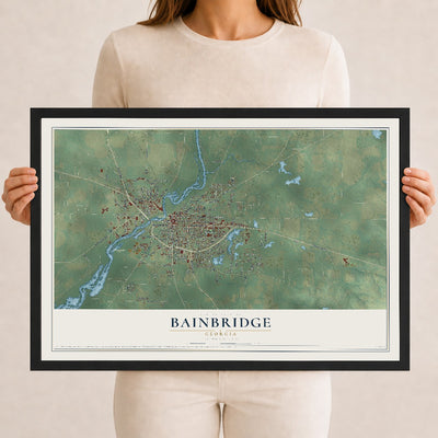 Bainbridge, Georgia map print, 12" x 18" W/ Black Ayous Wood Frame mockup